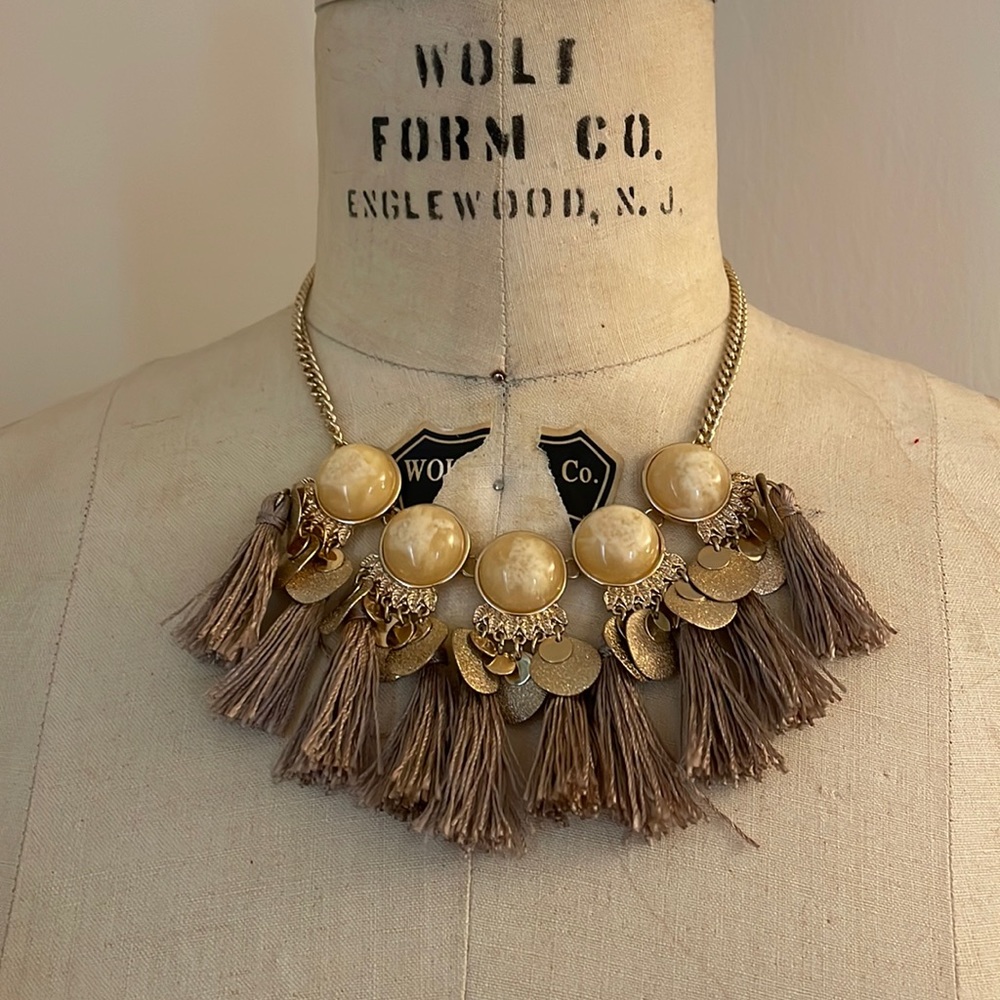 Beautiful mixed media necklace in neutral colors